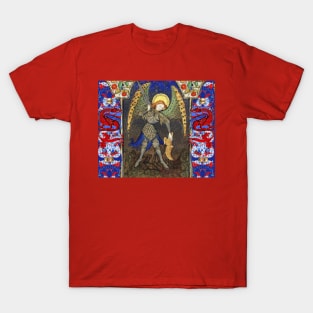 ST. MICHAEL ARCHANGEL COMBATTING DEVIL AND RED DRAGONS Medieval Miniature T-Shirt